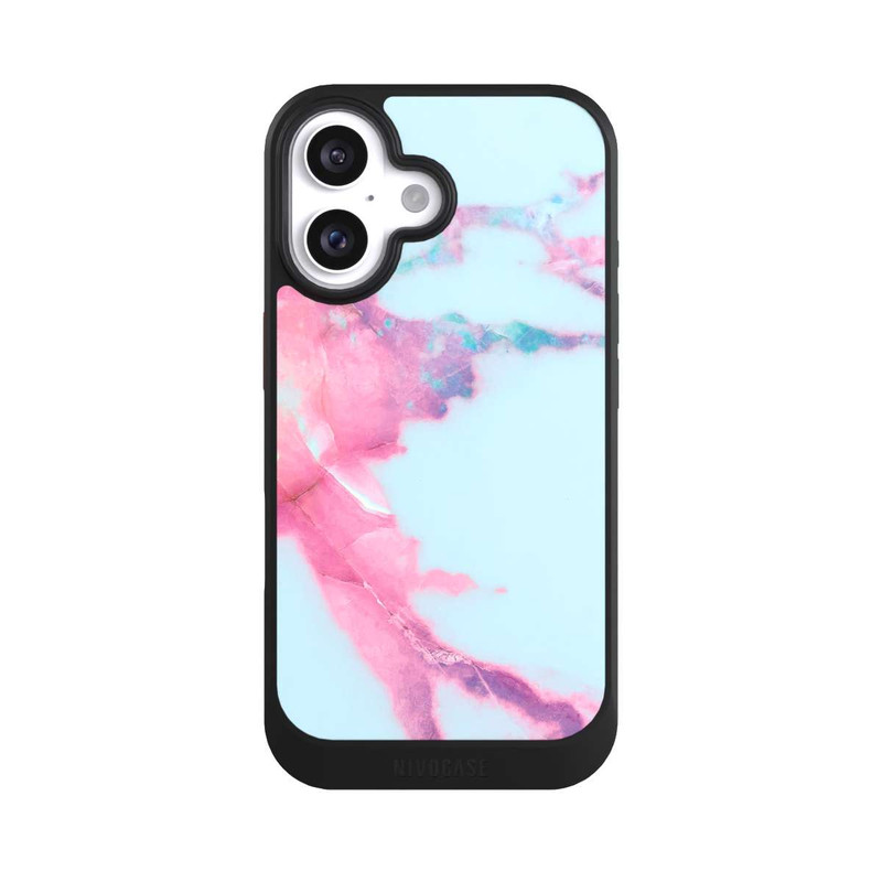 iPhone 16 NIVOcore Hellblauer schillernder Adermarmor