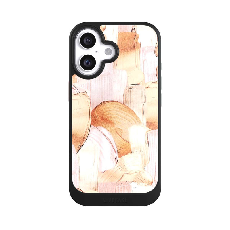 iPhone 16 NIVOcore Motif de pinceau blanc/or