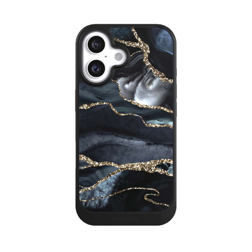 Apple iPhone 16 NIVOcore Dunkler Marmor Gold Glitzerlook