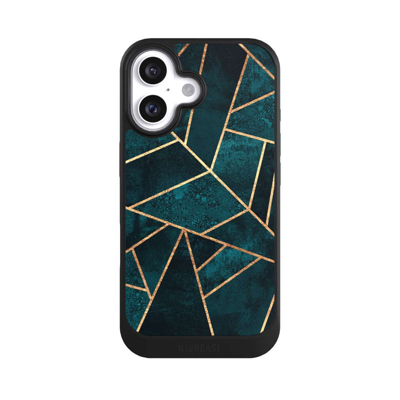 iPhone 16 NIVOcore Deep Teal Stone Gold Print