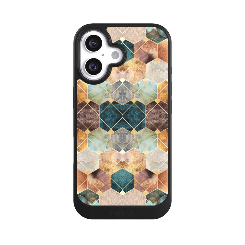 iPhone 16 NIVOcore Naturfarbene Sechsecke und Diamanten