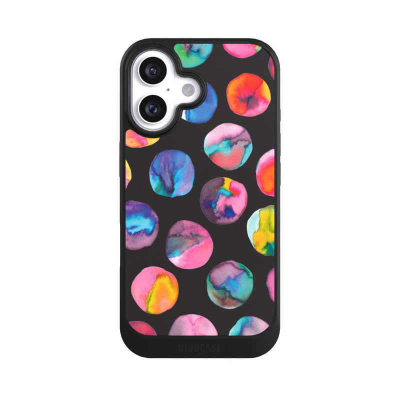 iPhone 16 NIVOcore Colorful Ink Marbles Dots Black