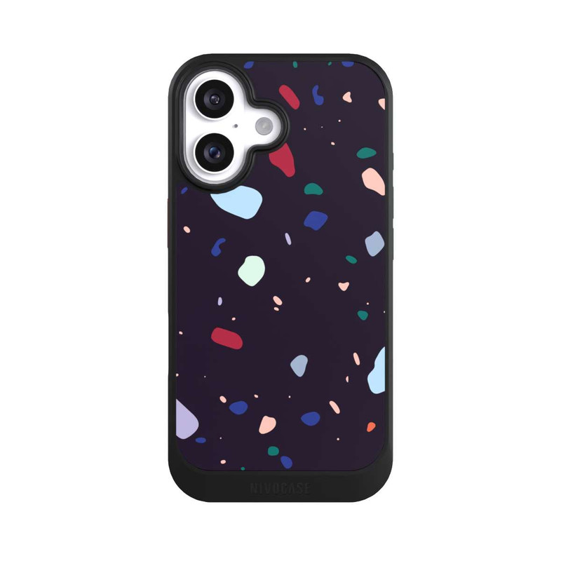 iPhone 16 NIVOcore Moderner dunkel abgerundeter Terrazzo