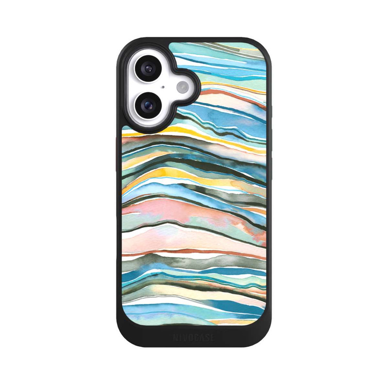 iPhone 16 NIVOcore Achatschichten Aquarellblau