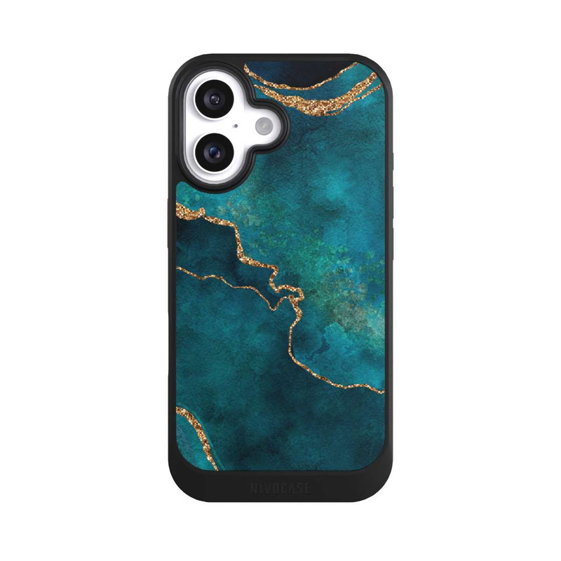 iPhone 16 NIVOcore Edelstein glänzend aquamarin