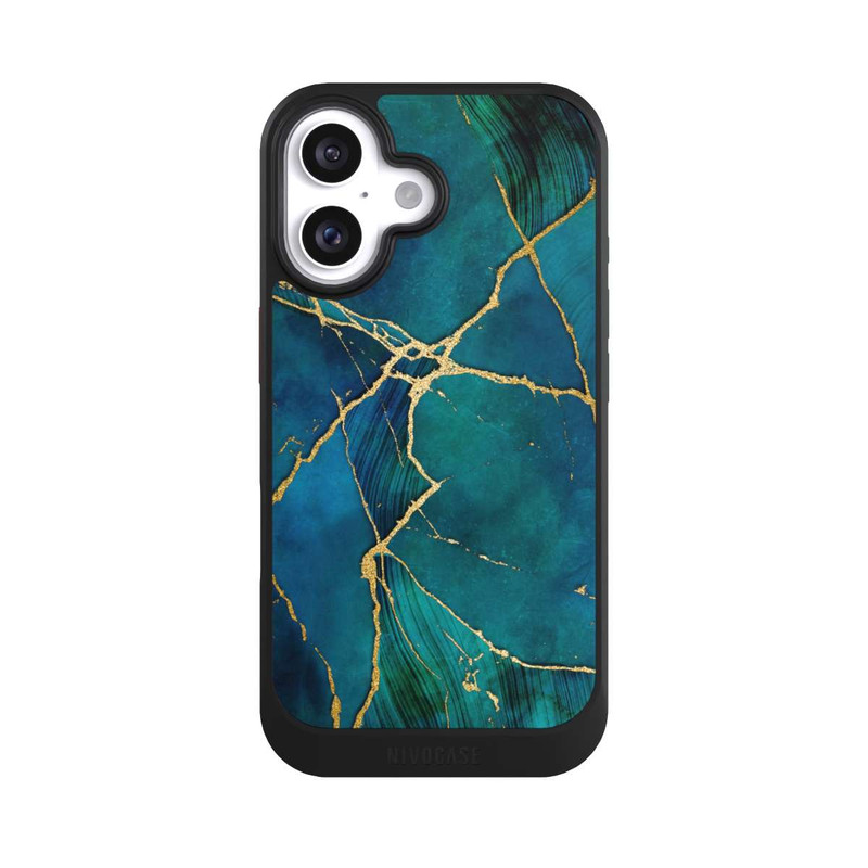 iPhone 16 NIVOcore Mineralischer Glamourlook Blaugold