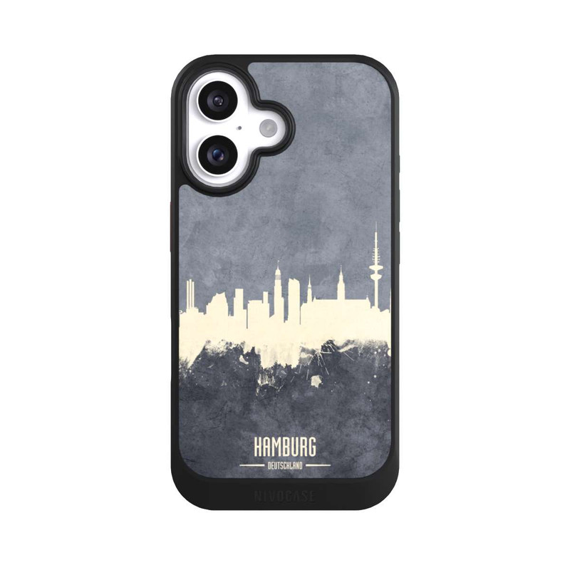 iPhone 16 NIVOcore Hamburg Skyline Grau