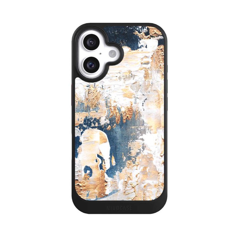 iPhone 16 NIVOcore Abstraktion Blau und Gold