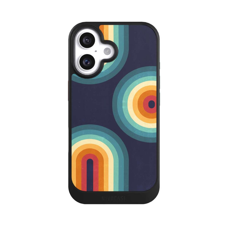 iPhone 16 NIVOcore Double Rainbow on Blue