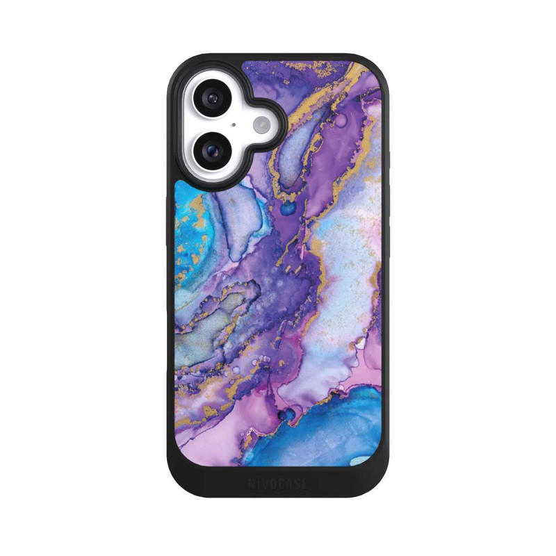 iPhone 16 NIVOcore Strudel lila und blau