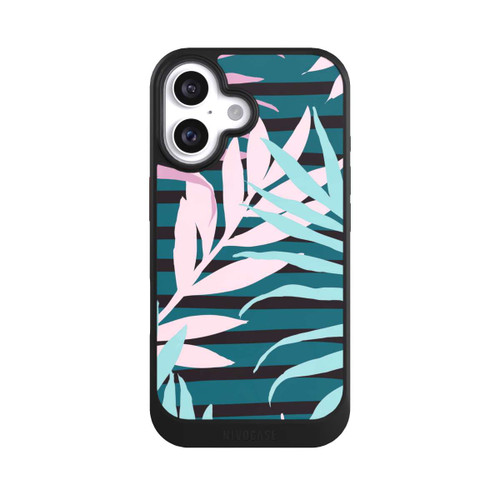 Apple iPhone 16 NIVOcore Pastel Jungle Leaves Pink Teal Seamless