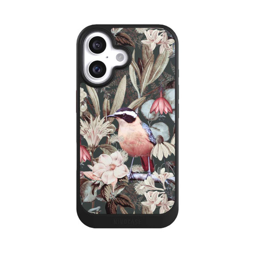Apple iPhone 16 NIVOcore Orangefarbener Vogel im Vintage Blumenmuster