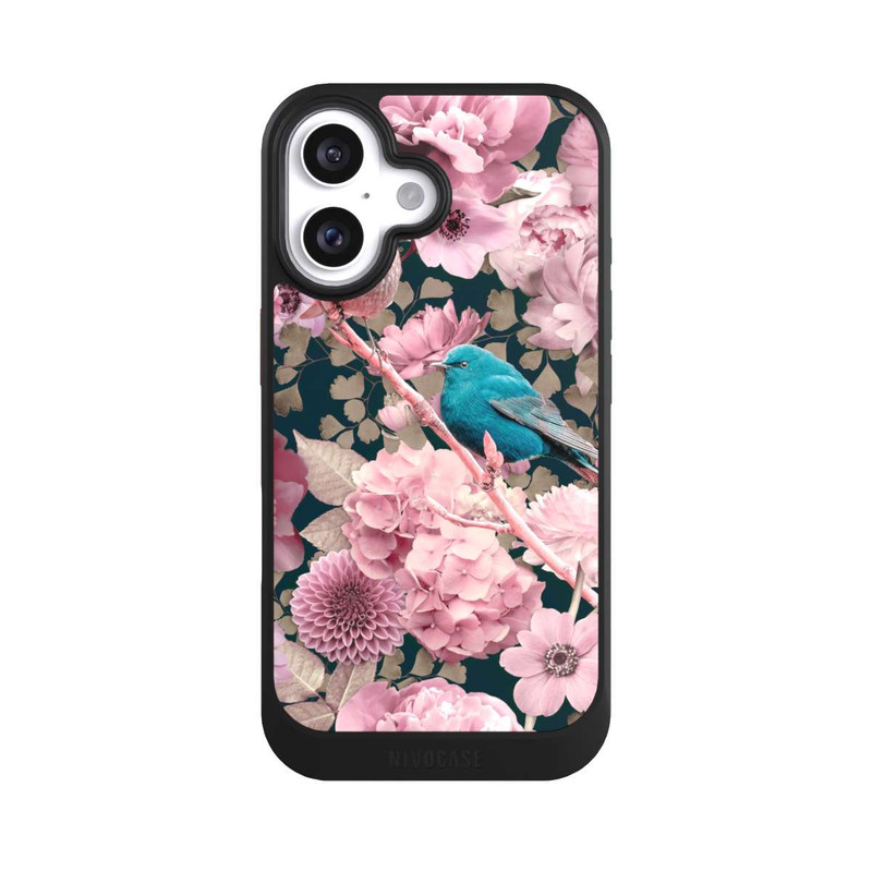 iPhone 16 NIVOcore Spatzen im rosa Blumenmuster