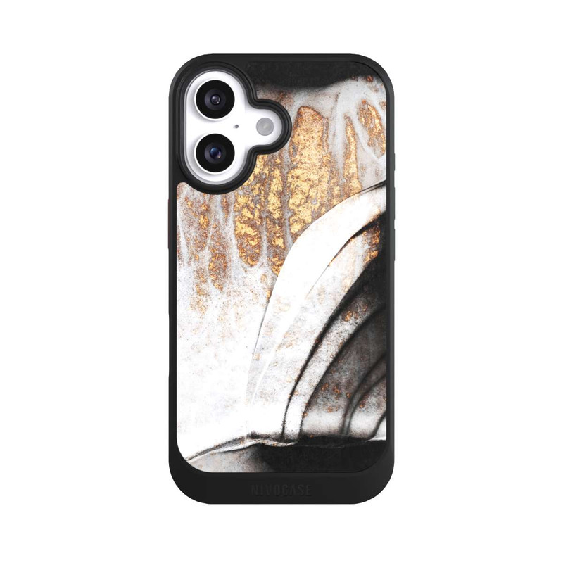 iPhone 16 NIVOcore Schwarze und goldene Adern