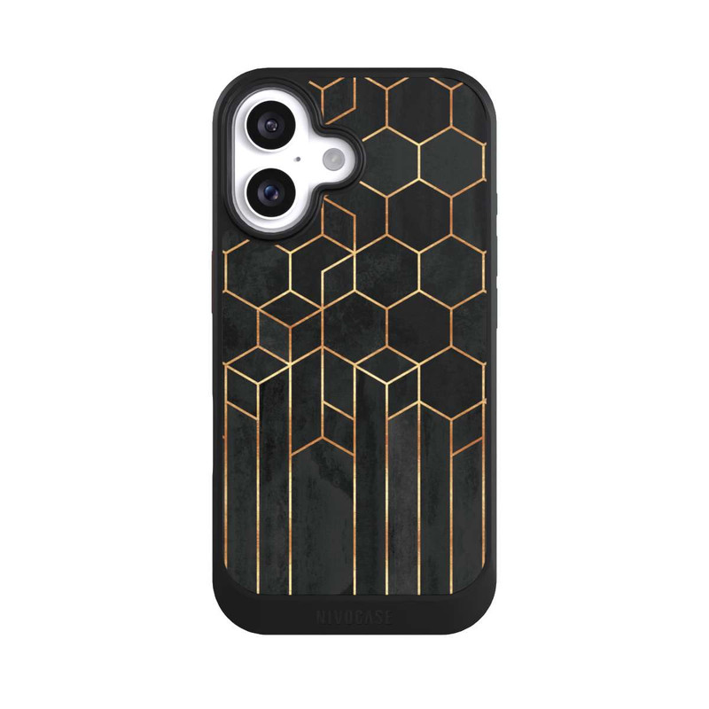 iPhone 16 NIVOcore Schwarze Sechsecke