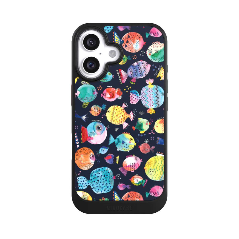 iPhone 16 NIVOcore Strandkugelfische Kinder Marineblau