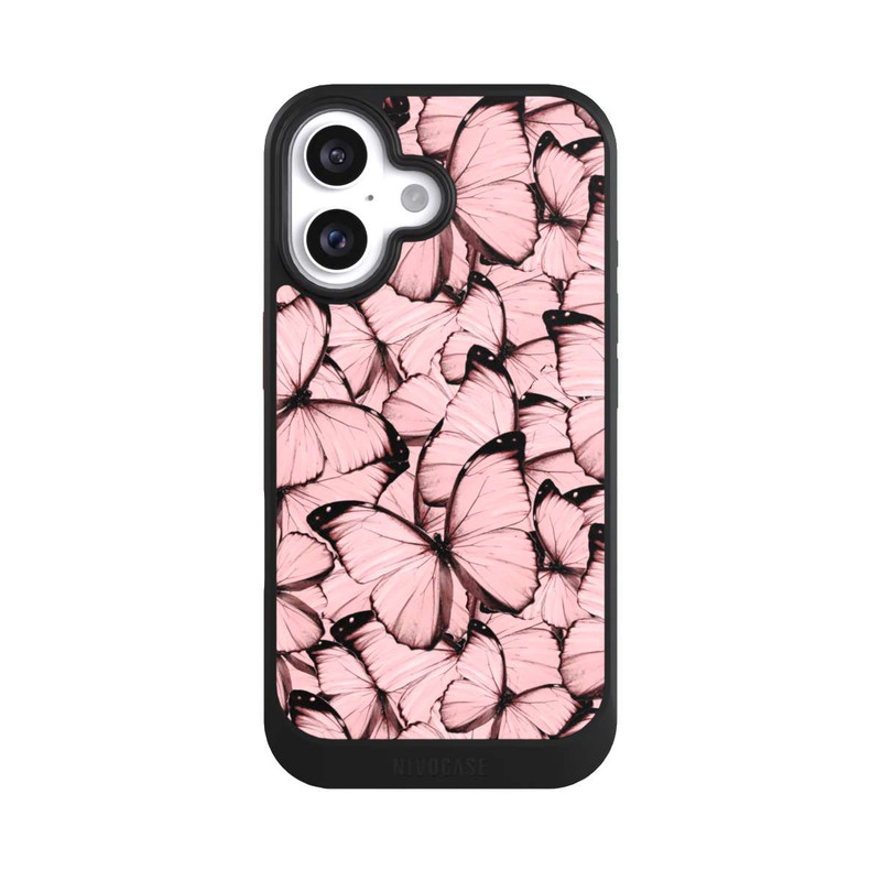iPhone 16 NIVOcore Rosa Schmetterling-Muster