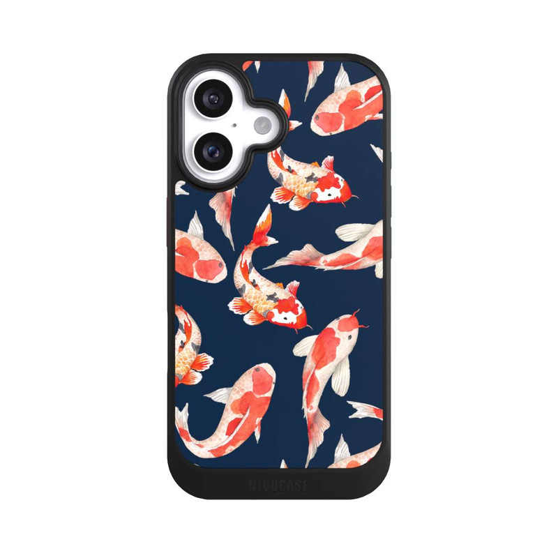 iPhone 16 NIVOcore Koi auf blauem Hintergrund