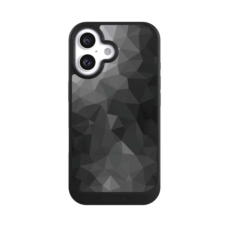 iPhone 16 NIVOcore Polygonales Mosaik Schwarz/Weiß