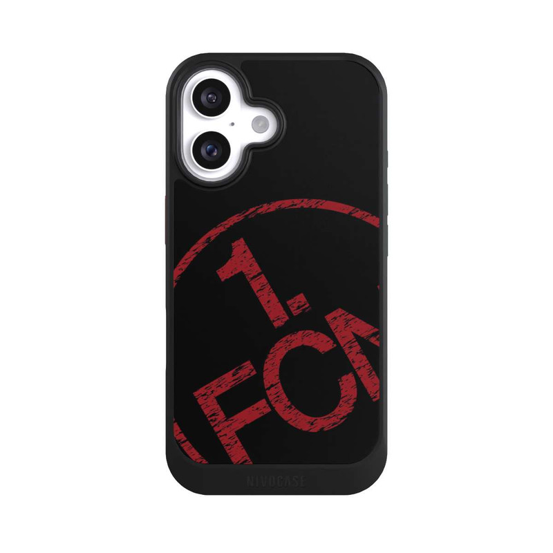 iPhone 16 NIVOcore FCN Logo Rot Texture in Hintergrund Schwarz