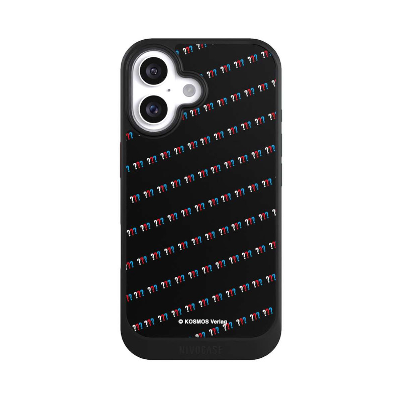 iPhone 16 NIVOcore Drei Fragezeichen Muster Schräg
