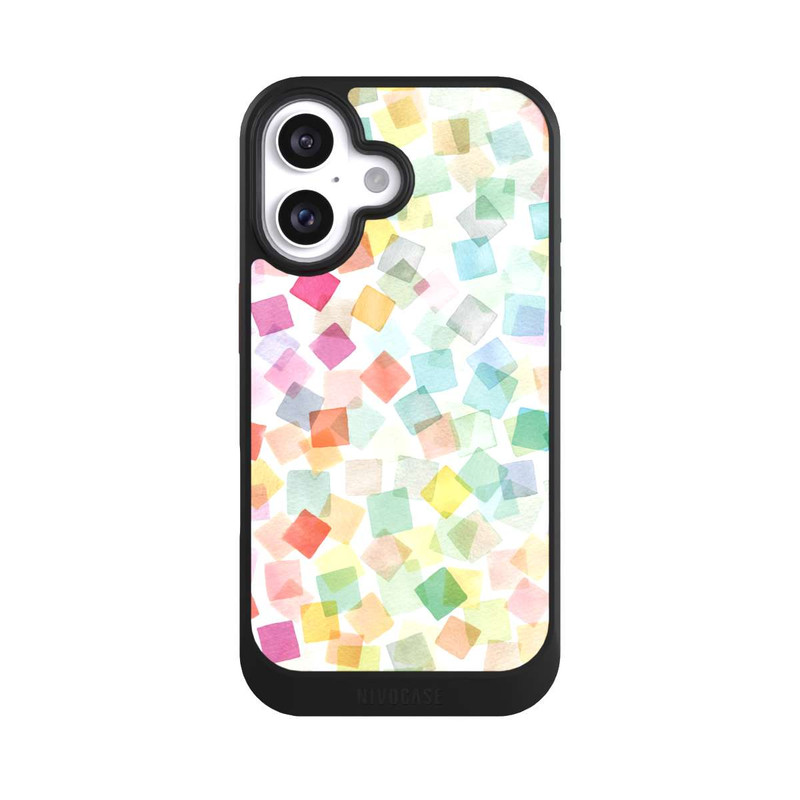 iPhone 16 NIVOcore Konfetti geometrische Plaids Regenbogen