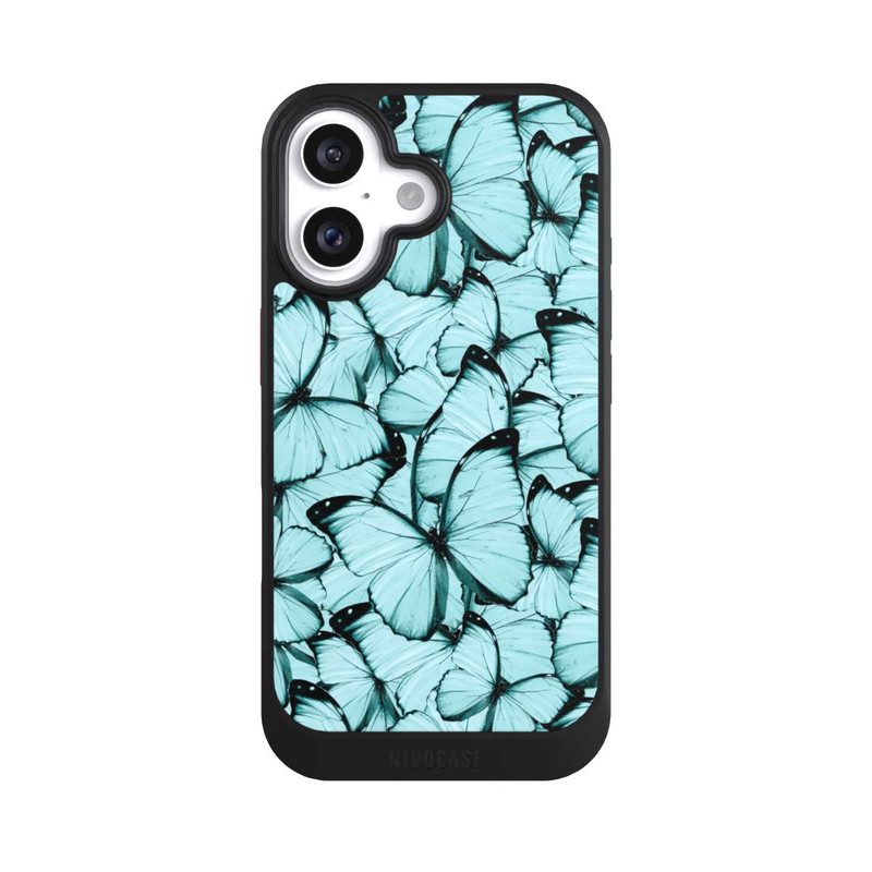 iPhone 16 NIVOcore Teal Schmetterlinge