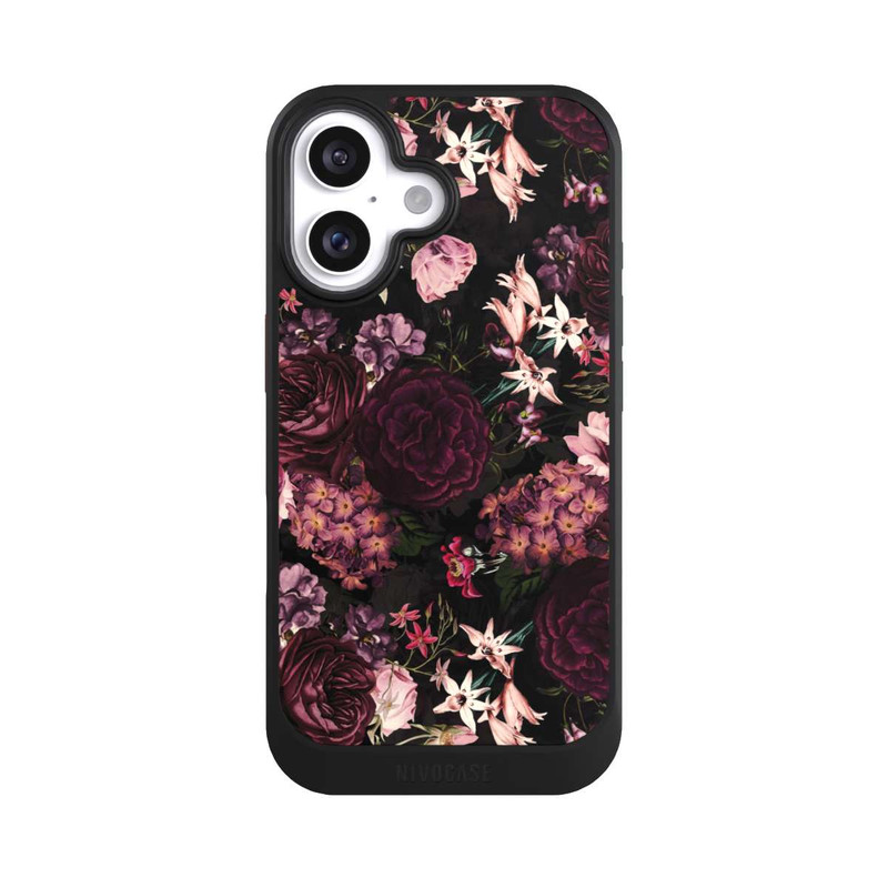 iPhone 16 NIVOcore Blumentapete dunkelviolett