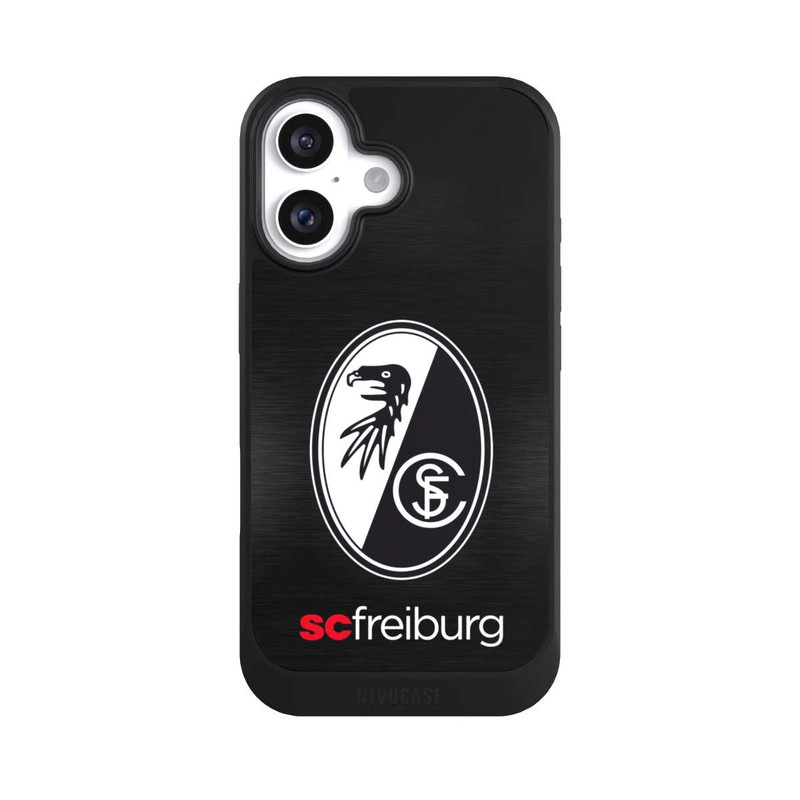 iPhone 16 NIVOcore  Kratzen Metall Hintergrund mit dem Schriftzug  Horizontal SC Freiburg