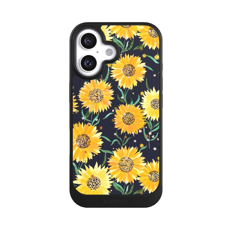 iPhone 16 NIVOcore Sonnenblumen schwarz