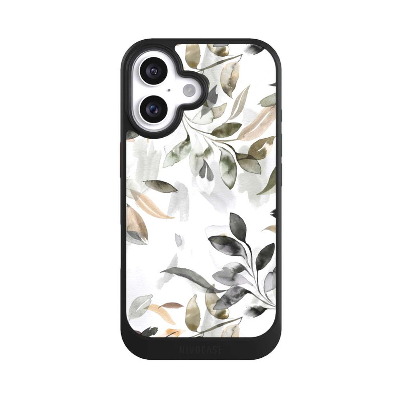 iPhone 16 NIVOcore Aquarellblätter neutral