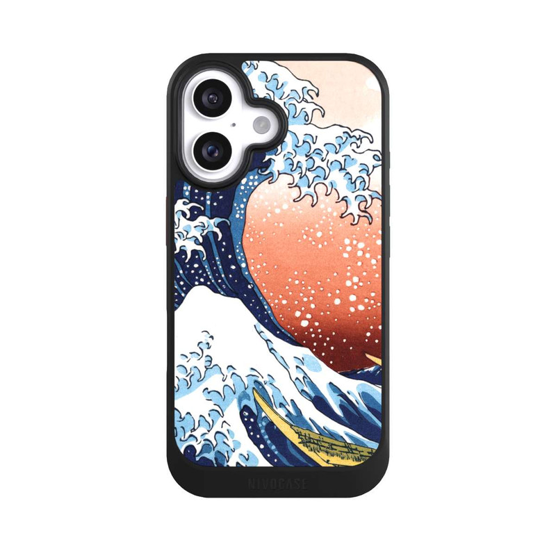 iPhone 16 NIVOcore Kanagawa Welle Mit Rotem Hintergrund