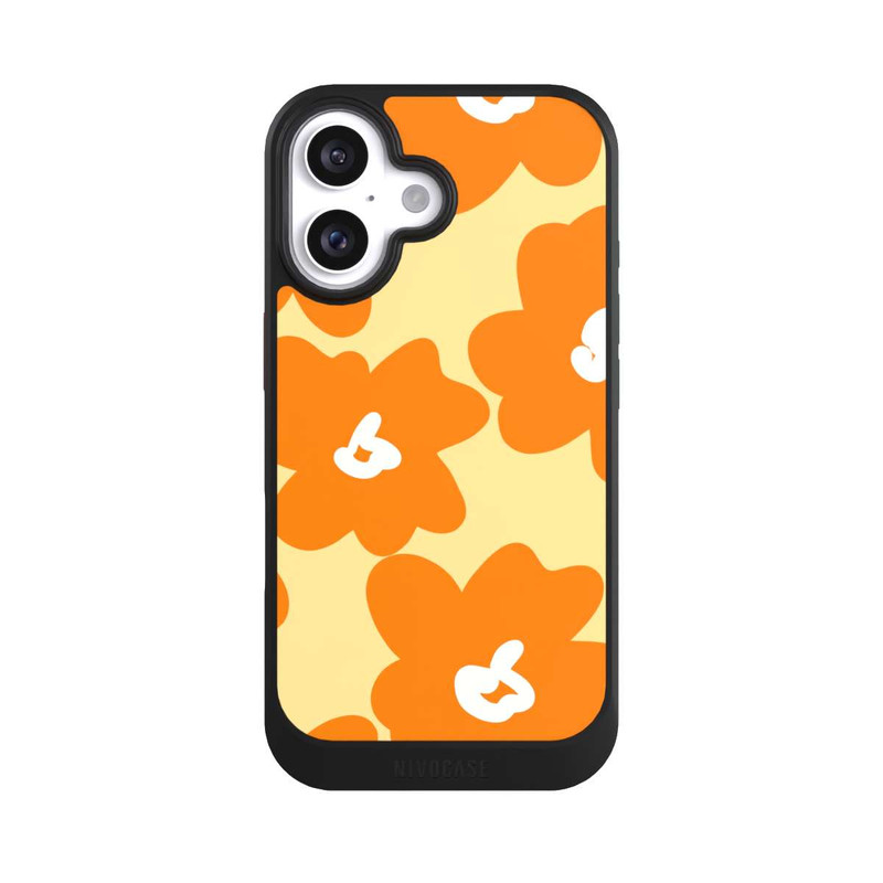 iPhone 16 NIVOcore Retro Blumenmuster Päivi Gelb Orange