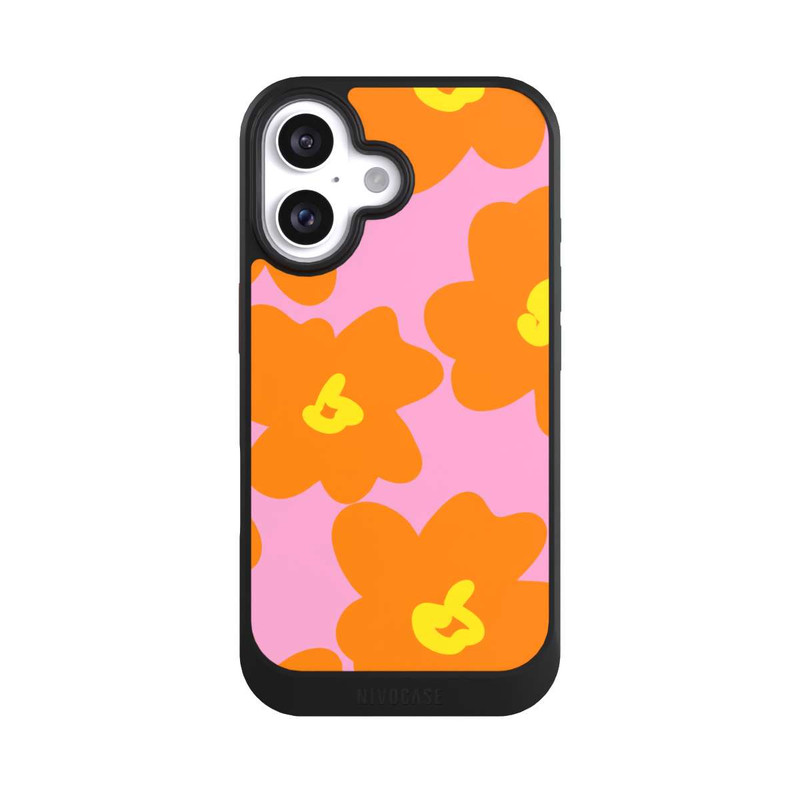 iPhone 16 NIVOcore Retro floral pattern pink and orange