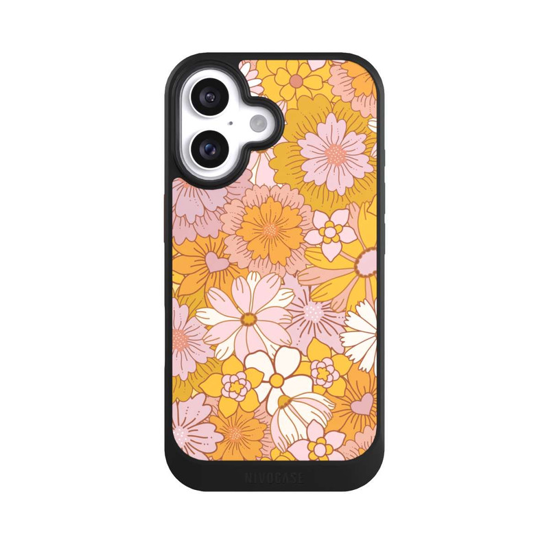 iPhone 16 NIVOcore Retro Blumentapete Gelb
