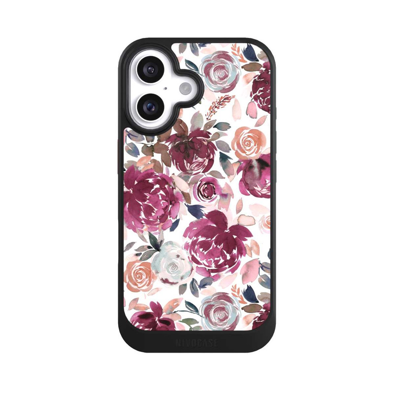 iPhone 16 NIVOcore Herbstpfingstrosen und Rosen in Rosa