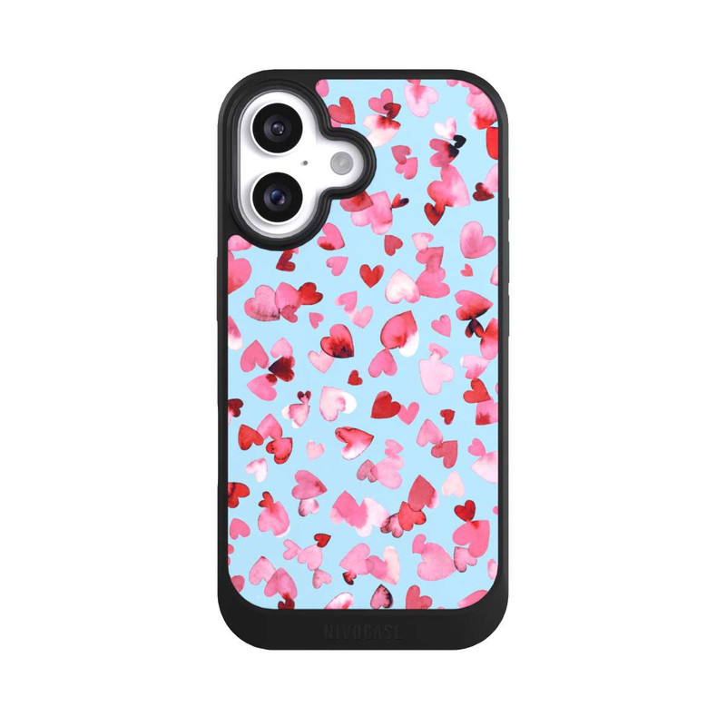iPhone 16 NIVOcore Saint Valentin Amour Coeurs Rose Bleu
