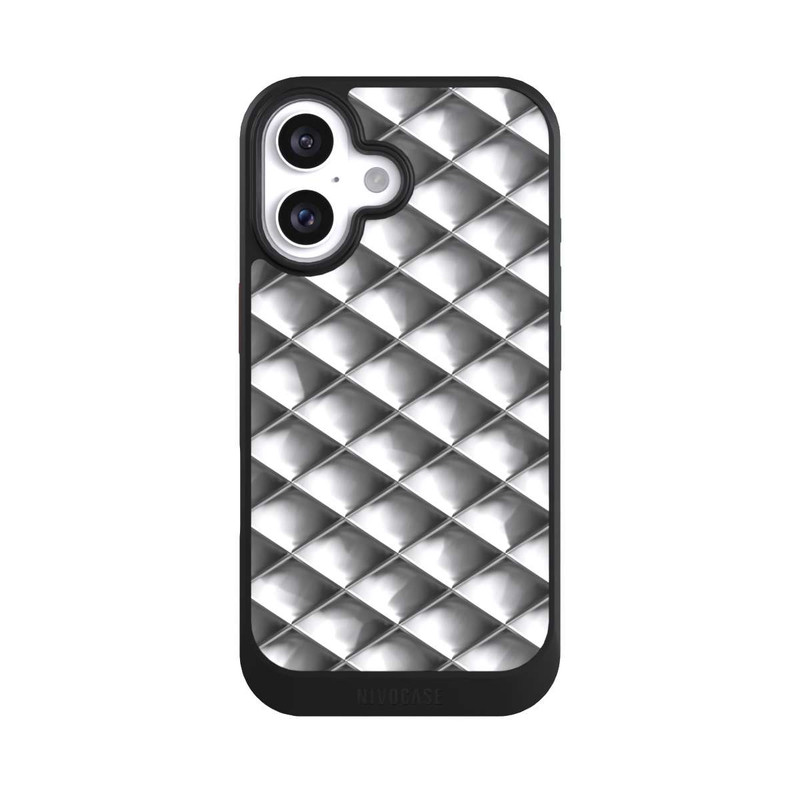 iPhone 16 NIVOcore Glamour Silver Squares
