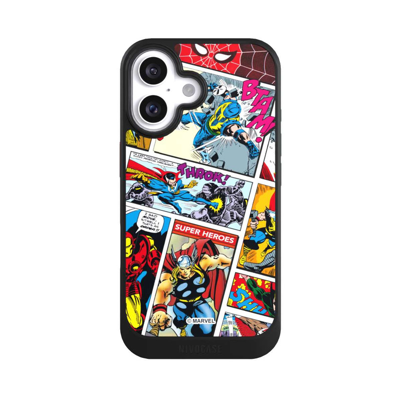 iPhone 16 NIVOcore Marvel Retro Comic Blue