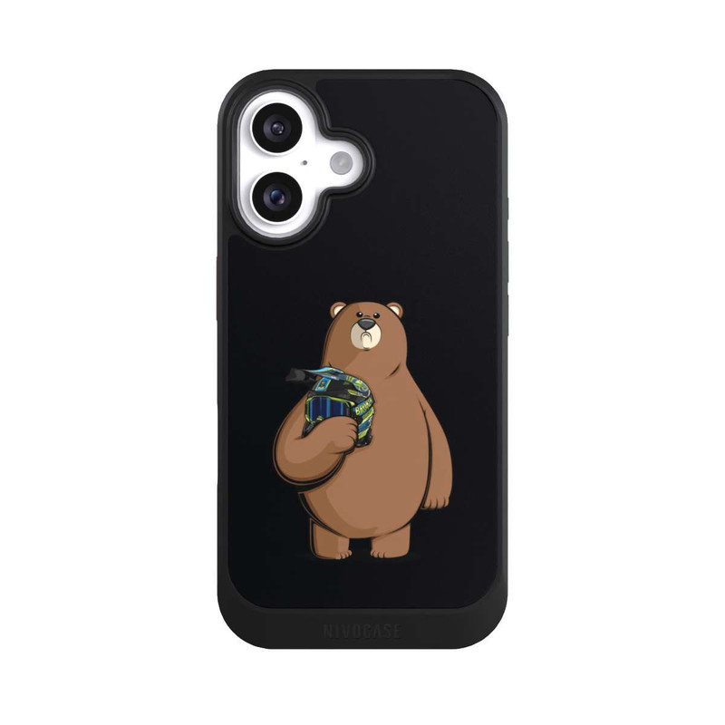 iPhone 16 NIVOcore Der Bär mit dem Helm Schwarz