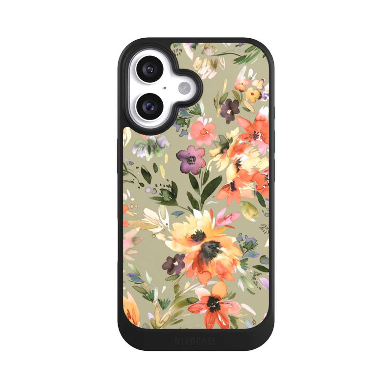 iPhone 16 NIVOcore Malerische tropische Blumen Salbeigrün