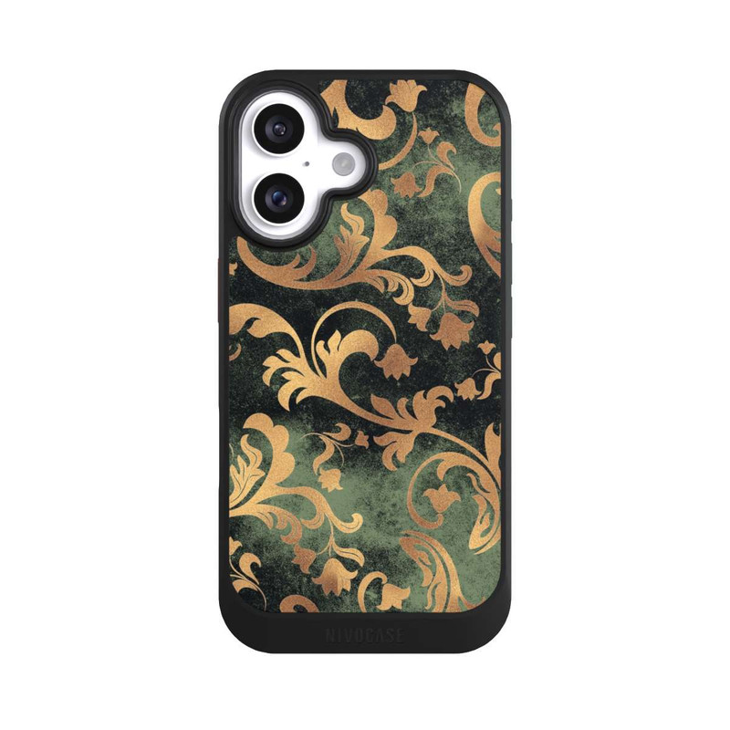 iPhone 16 NIVOcore Damasttapete Dunkelgrün