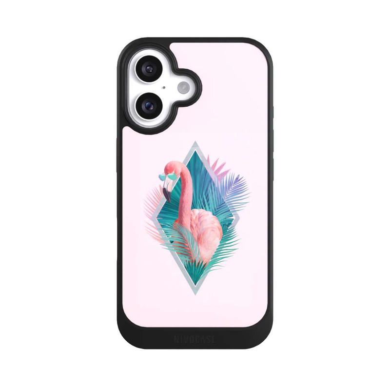 iPhone 16 NIVOcore Feuilles tropicales Flamant