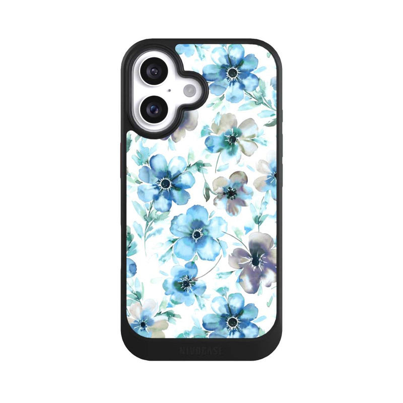 iPhone 16 NIVOcore Motif de fleurs bleues Tendance