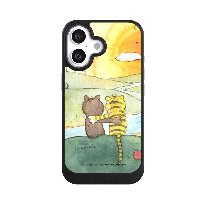iPhone 16 NIVOcore Bär und Tiger Sonnenuntergang