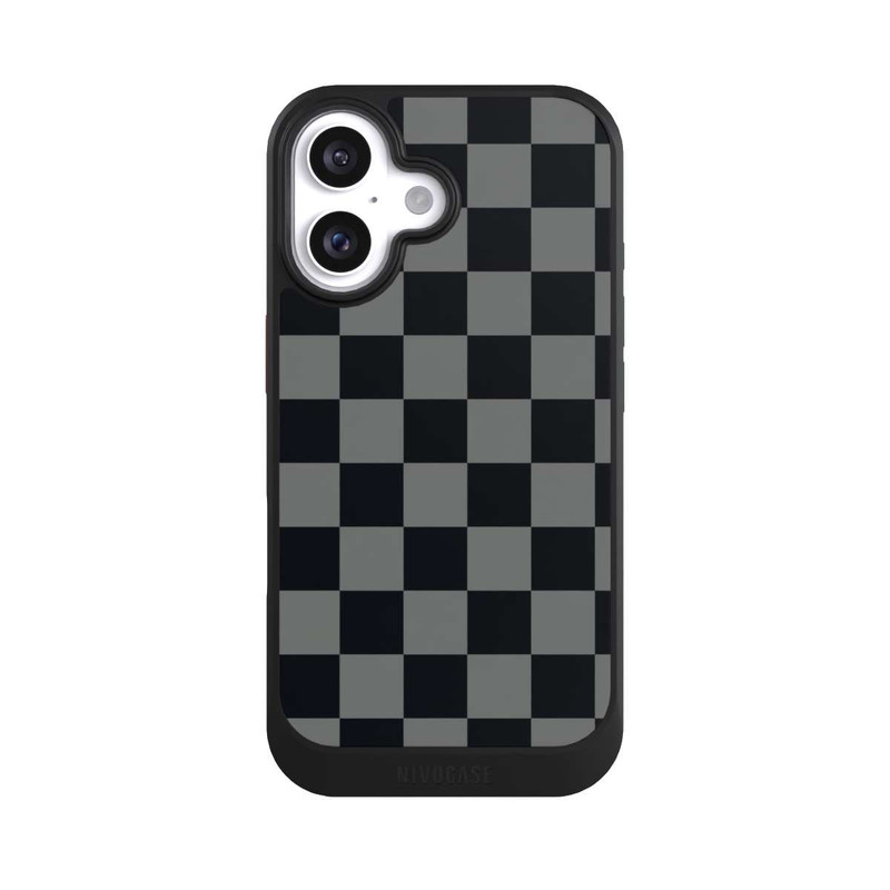 iPhone 16 NIVOcore Schachbrett Schwarz Grau