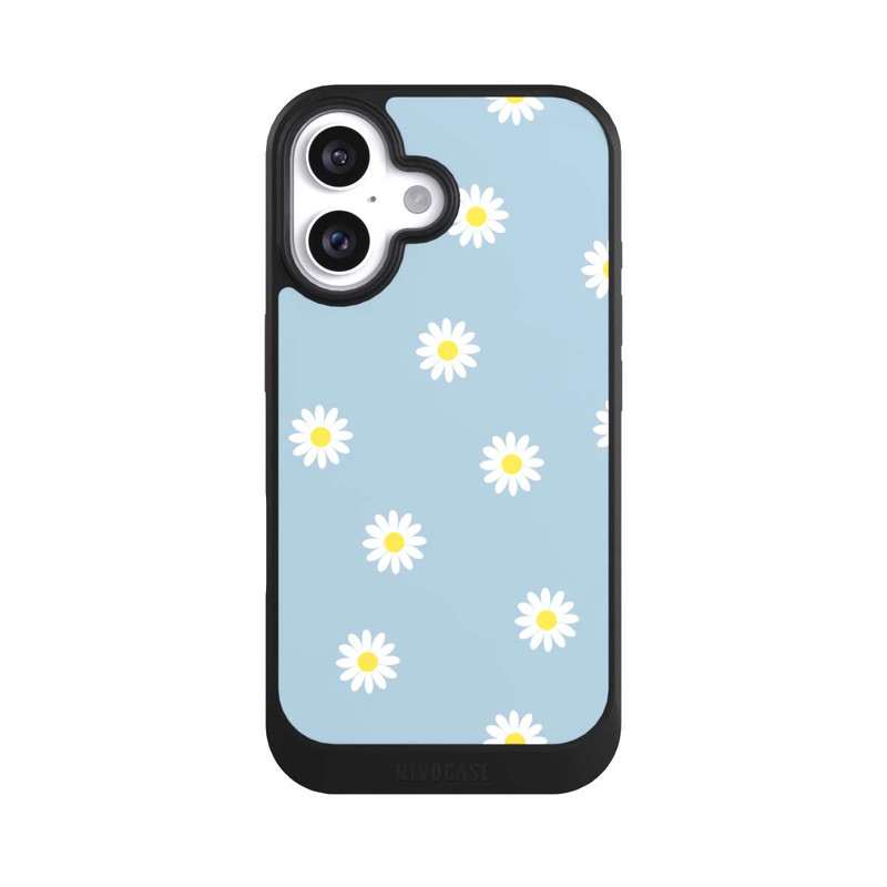 iPhone 16 NIVOcore Gänseblümchen Muster Blau