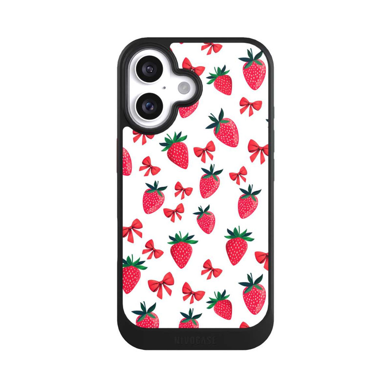 iPhone 16 NIVOcore Erdbeer Herz Muster Schleifen Rot