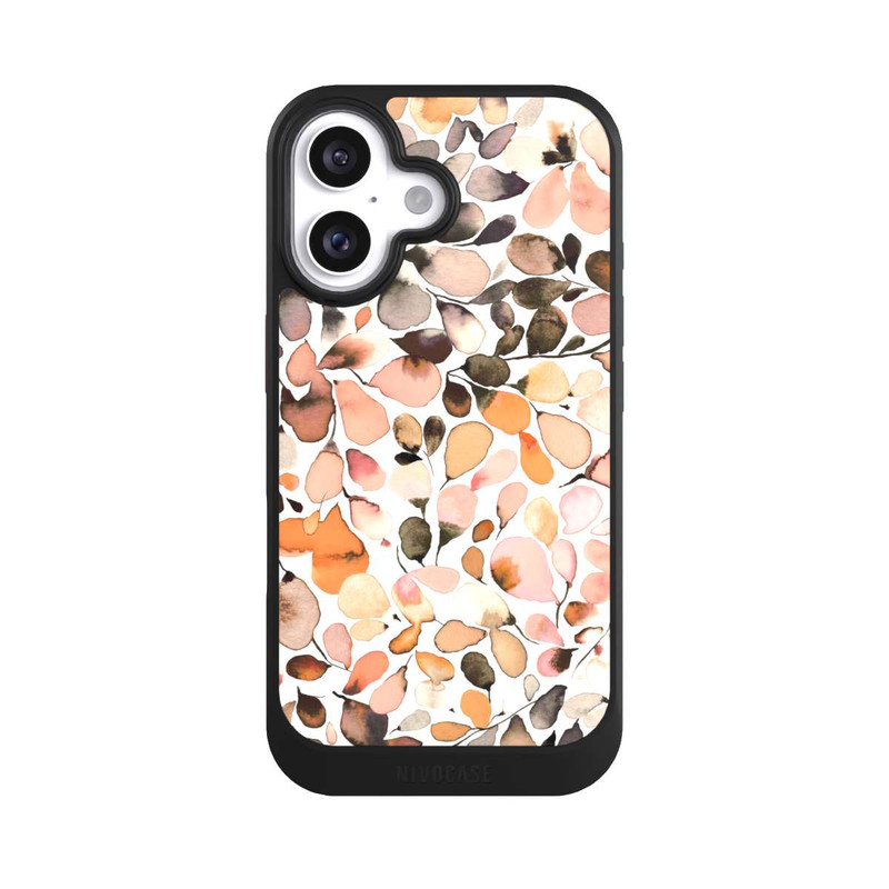 iPhone 16 NIVOcore Eukalyptus Aquarellblätter Dunkelbraun Herbst
