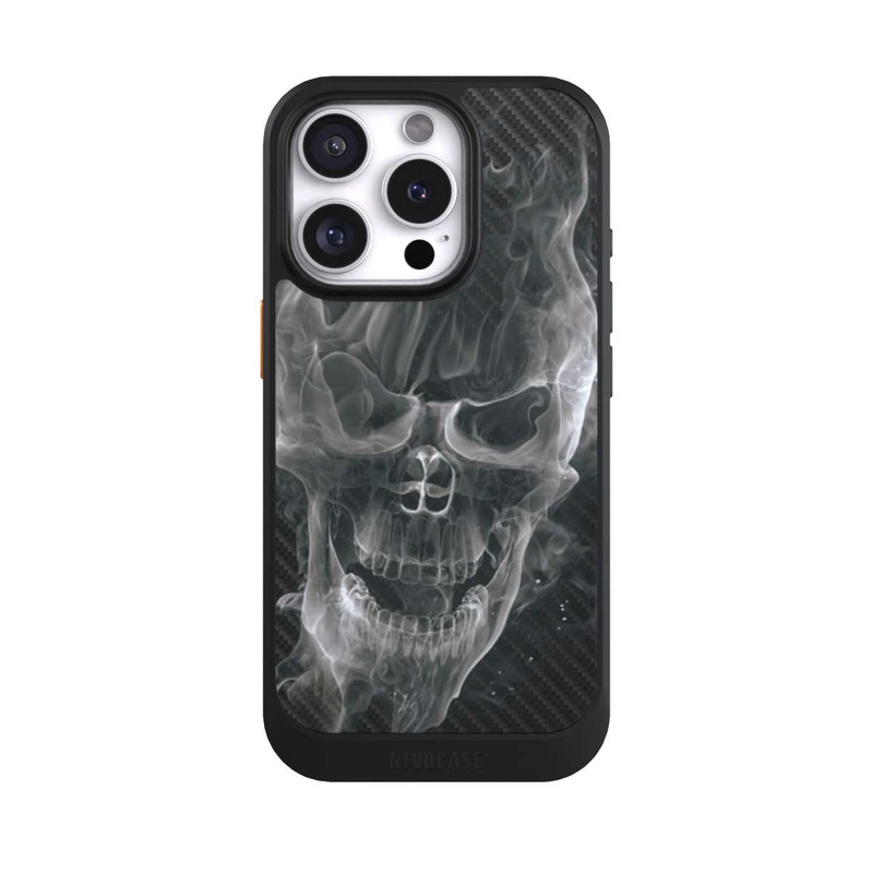 iPhone 16 Pro NIVOcore rauchender Totenkopf Carbon